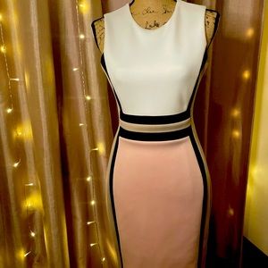 Calvin Klein color block midi dress